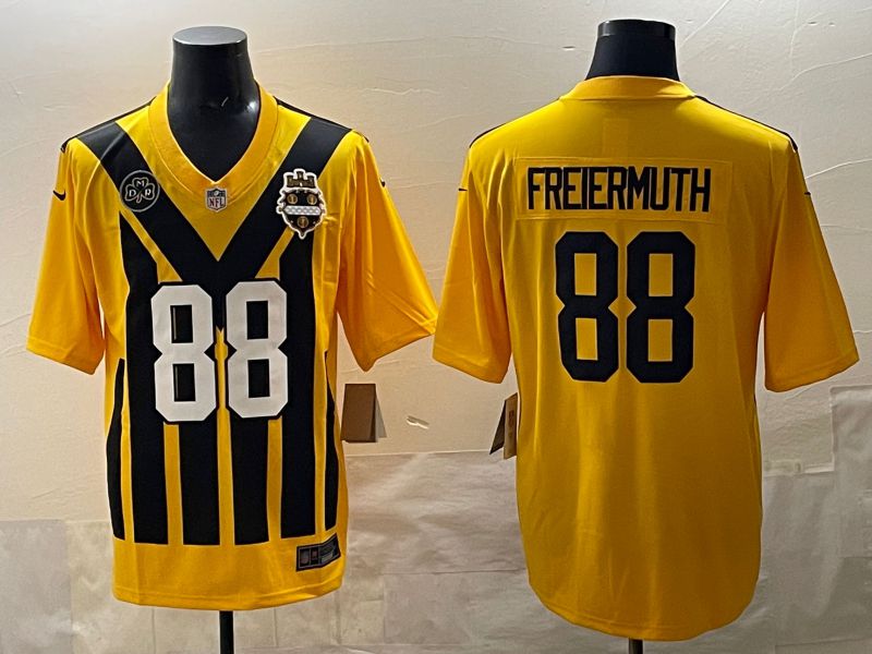 Men 2025 Pittsburgh Steelers #88 Freiermuth Yellow Retro Nike Limited NFL Jersey style 03